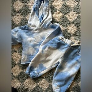 Little one shop, tie-dye blue set, girl, crop sweatshirt, baby set